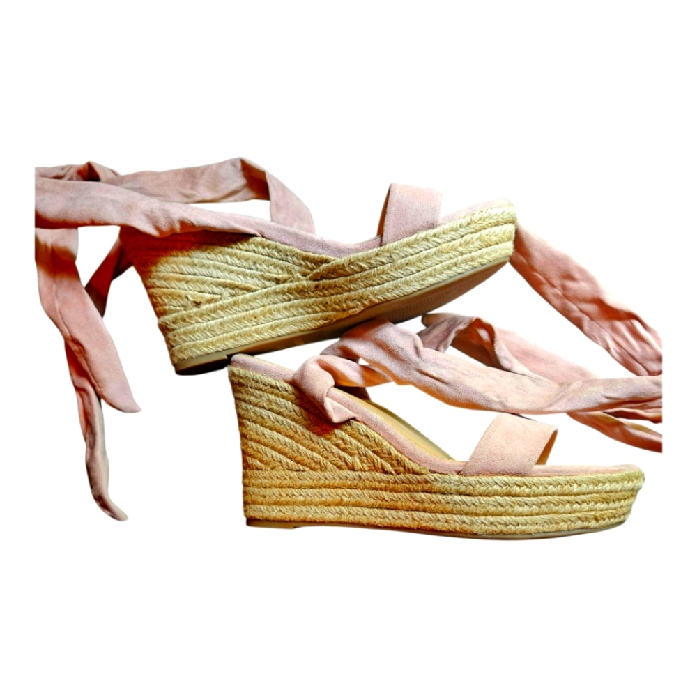 🆕️Dream Pairs Espadrille Pink Tan Tie Up Wedge Sandals